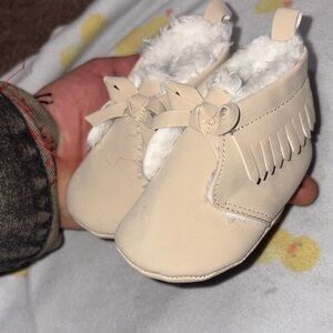 Child of Mine Cream Baby Moccasins